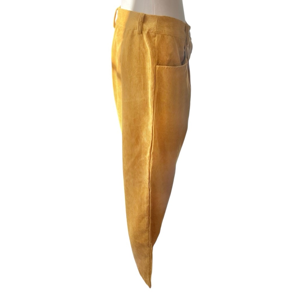 NWT High waisted relaxed fit pleated mustard yellow corduroy trousers 6 - Picture 3 of 16